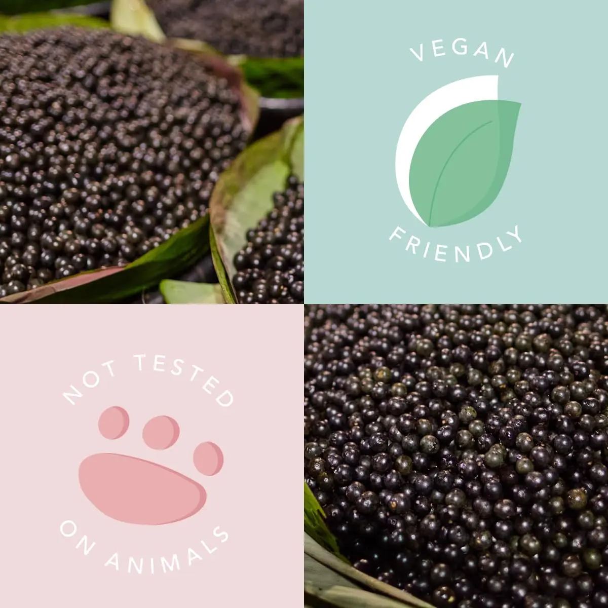 Vegan Sunday Rain bath crystals with acai berry extract and natural sea salts create a relaxing and nourishing bath experience.