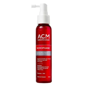 ACM Novophane unscented lotion for hair loss treatment in a 100 mL bottle.