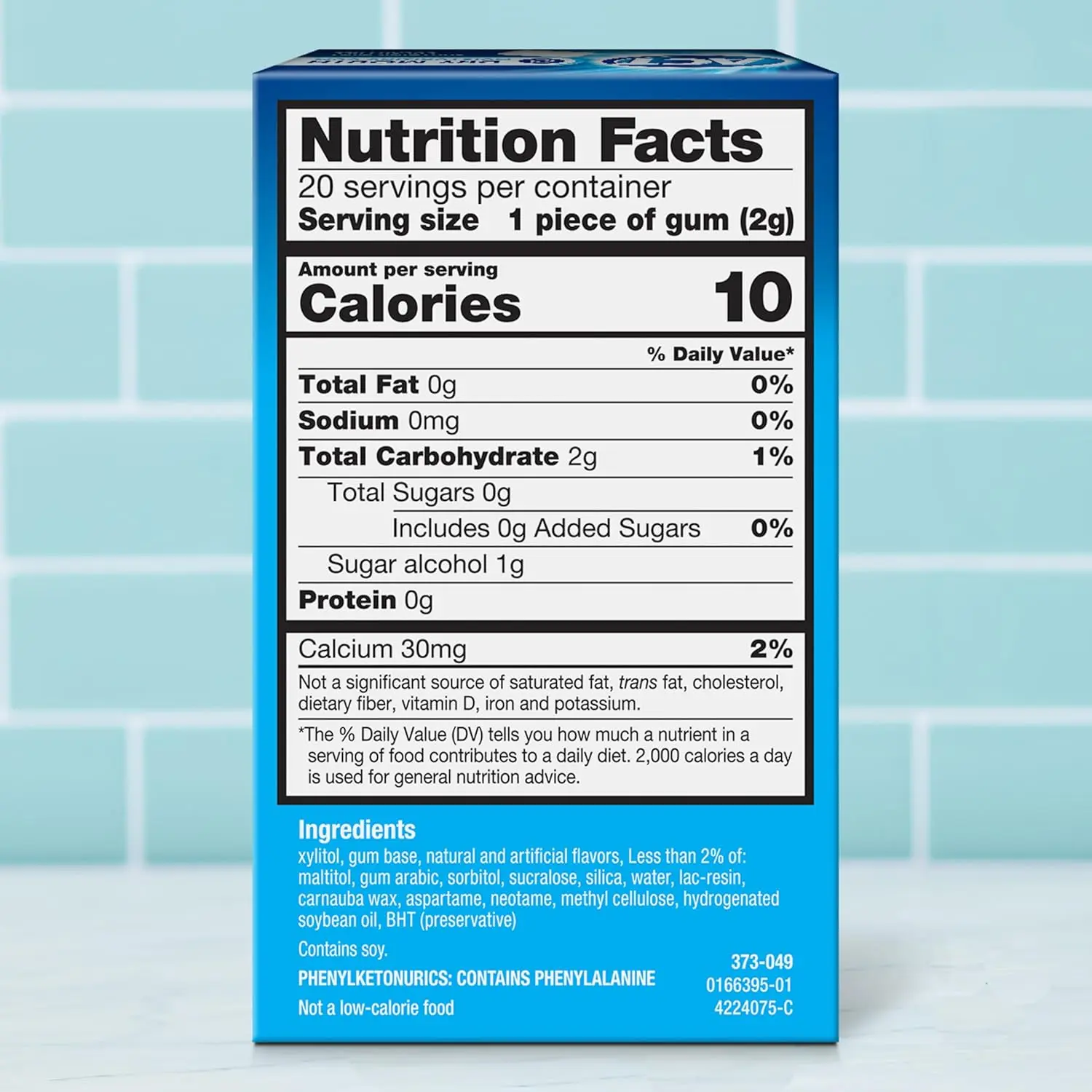 This is a 20-count pack of ACT Dry Mouth Moisturizing Gum with Xylitol in a sugar-free soothing mint flavor.