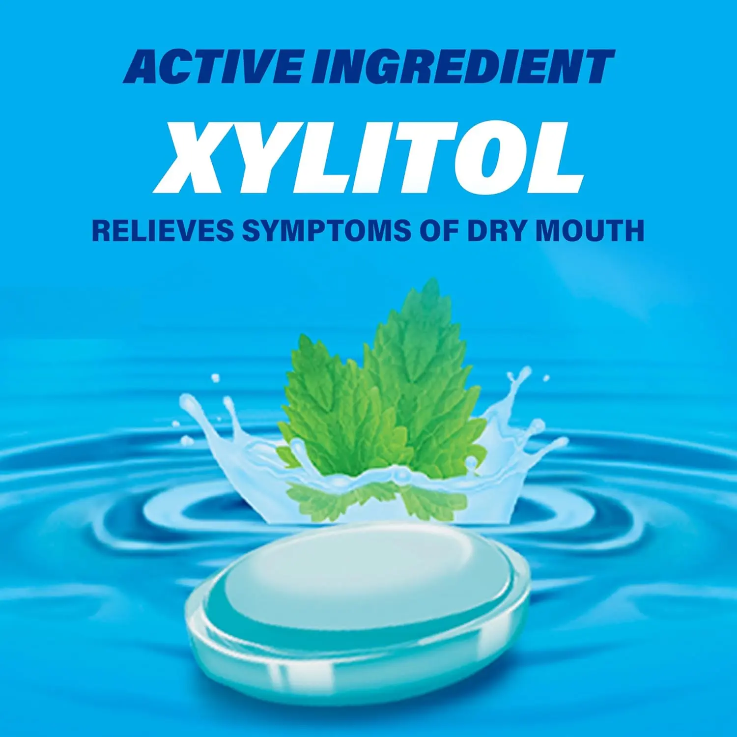 A box of 36 ACT Dry Mouth Lozenges in soothing mint flavor with Xylitol is shown, providing sugar-free relief and breath freshening.