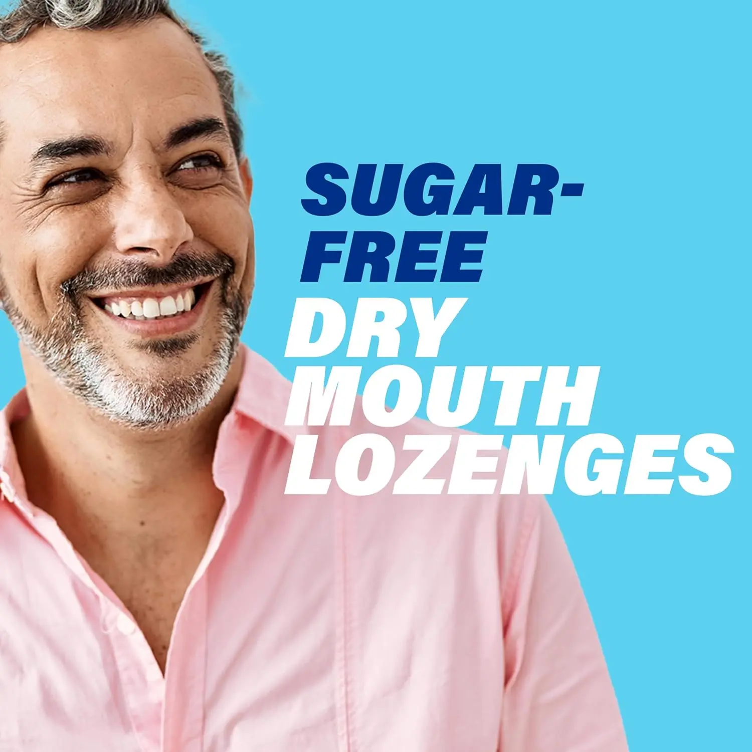 A box of 36 ACT Dry Mouth Lozenges in soothing mint flavor with Xylitol is shown, providing sugar-free relief and breath freshening.