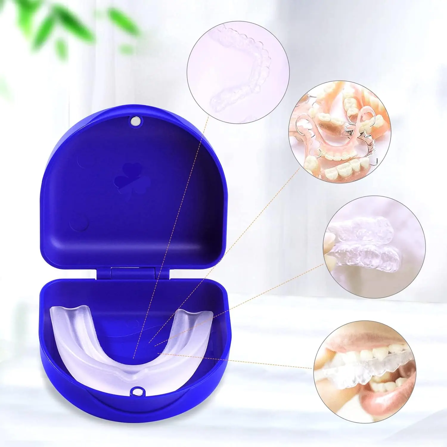 Dark blue ARGOMAX aligner case with magnetic clasp, a slim and hygienic container for safely storing orthodontic aligners or retainers, protecting them from damage and unsanitary conditions.