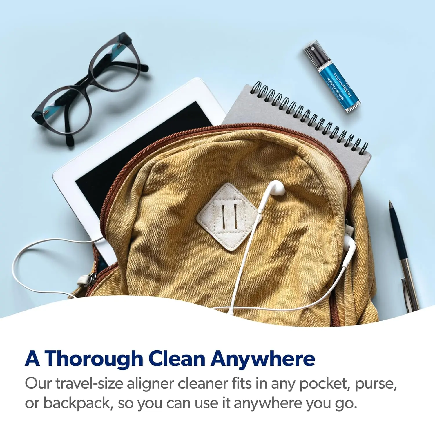 Two bottles of EverSmile AlignerFresh cleaning spray, a portable solution for cleaning clear aligners and retainers while whitening teeth and freshening breath with a mint flavor.