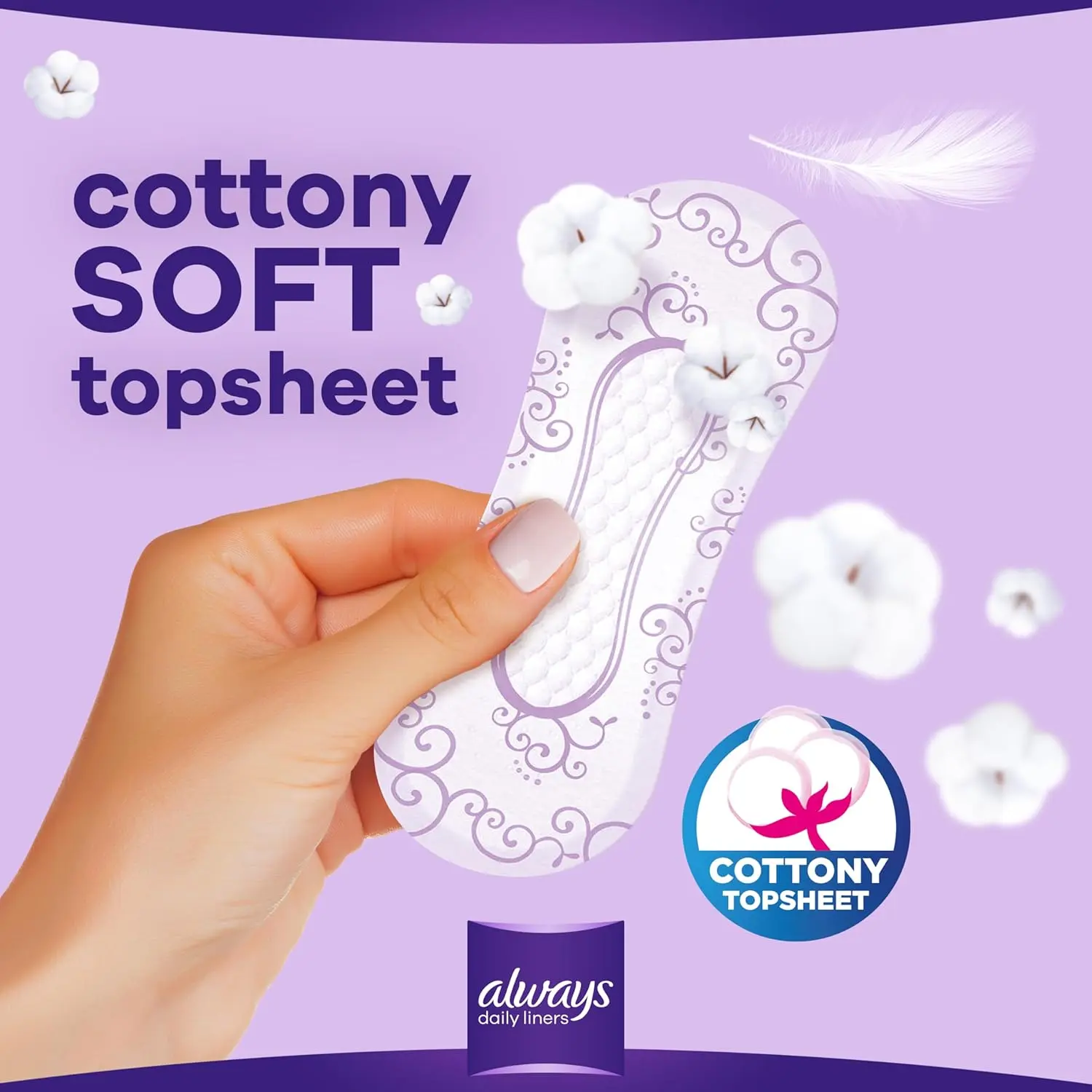 Always Daily Liners Extra Protect Large pantyliners provide up to 100% odour protection, with added side protection and a soft, absorbent top sheet for daily freshness and comfort.