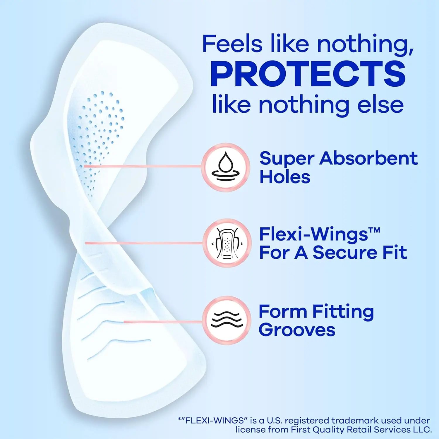 Always Infinity Size 3 unscented pads with FlexFoam for extra heavy flow, offering zero leaks, zero feel, and zero bunching, conforming to your body for comfortable protection.