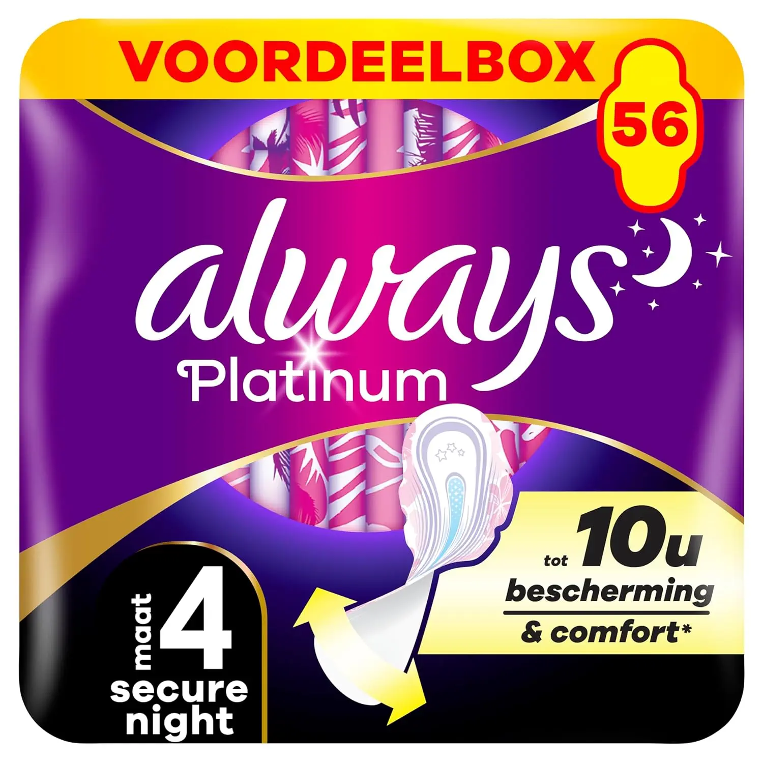 Always Platinum Normal sanitary pads with wings, offering comfort, protection, and odour neutralisation in a dermatologically tested design.