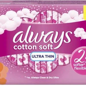 Always Ultra Thin Normal Pads with wings offer cottony softness and super absorbent gel for up to 100% leak protection.