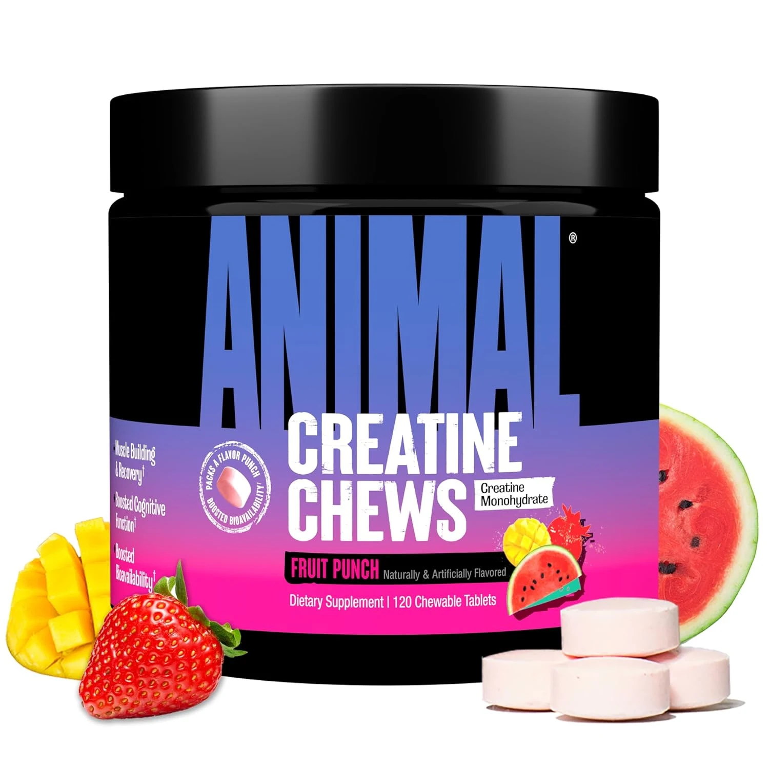 Animal Creatine Chews - Enhanced Absorption, Fruit Punch