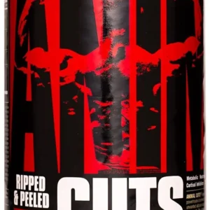 Universal Animal Cuts supplement for extreme definition and vascularity, designed to help athletes reduce water retention and achieve maximum striations and cuts while supporting a healthy appetite during bodybuilding.