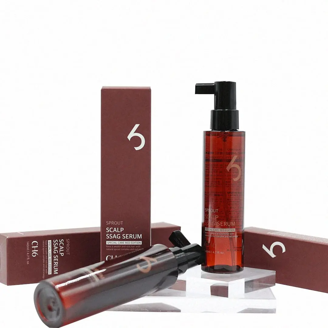 Red anti-hair loss serum treats thinning hair, supports scalp health, and improves elasticity for stronger, healthier hair.