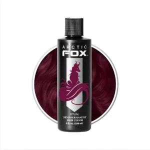 Bottle of Arctic Fox Ritual semi-permanent hair dye, a vibrant burgundy color for achieving long-lasting, cruelty-free results.