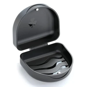 Black ARGOMAX aligner case protects your Invisalign aligners or retainers in a safe, hygienic, and secure orthodontic box.