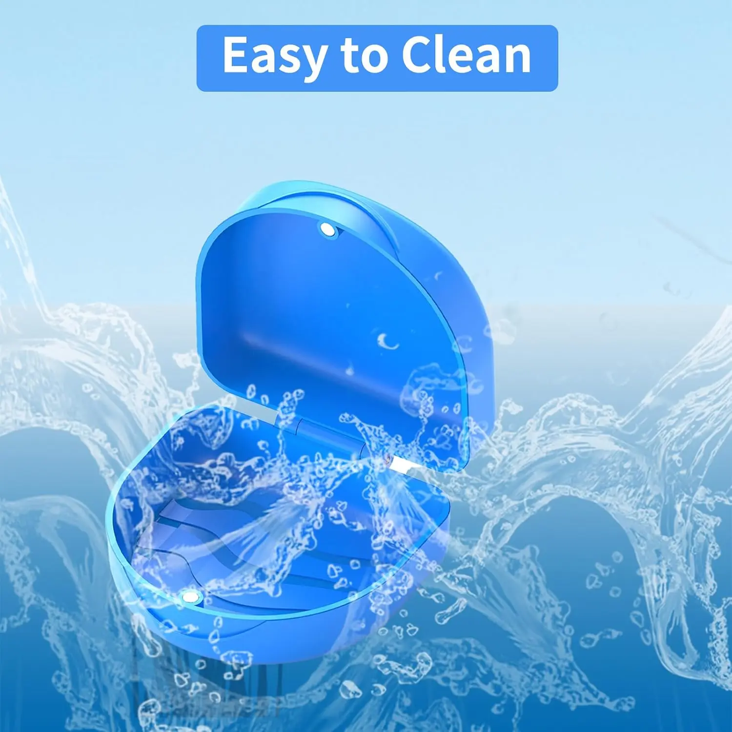 The blue ARGOMAX aligner case provides a safe and hygienic space for storing Invisalign aligners and retainers, made from durable, food-grade thermoplastic material.