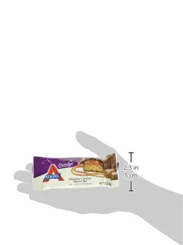 Indulge in the Atkins Chocolate Caramel Mousse Bar, a delicious snack food bar perfect for a low-carb lifestyle.