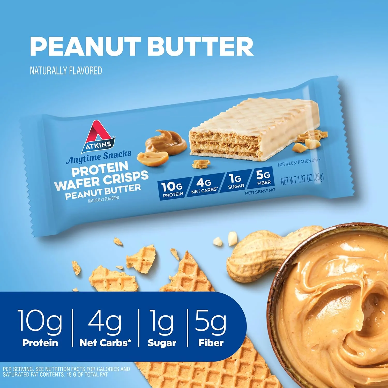 Atkins Peanut Butter Wafer - Keto, Low Carb, High Protein - Image 3