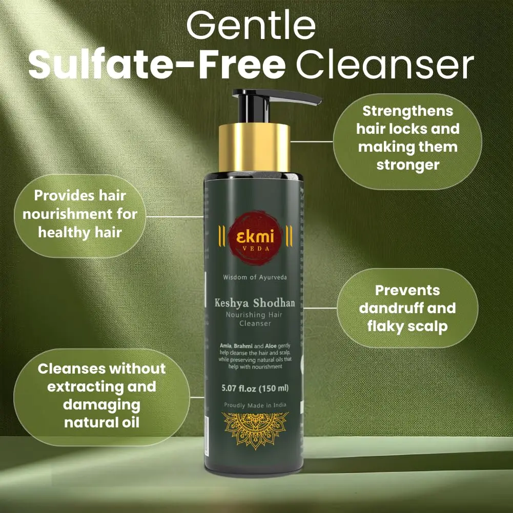 This is an Ayurvedic hair growth shampoo with rosemary, reetha, shikakai, bhringraj, and amla to control hair loss and thicken hair.