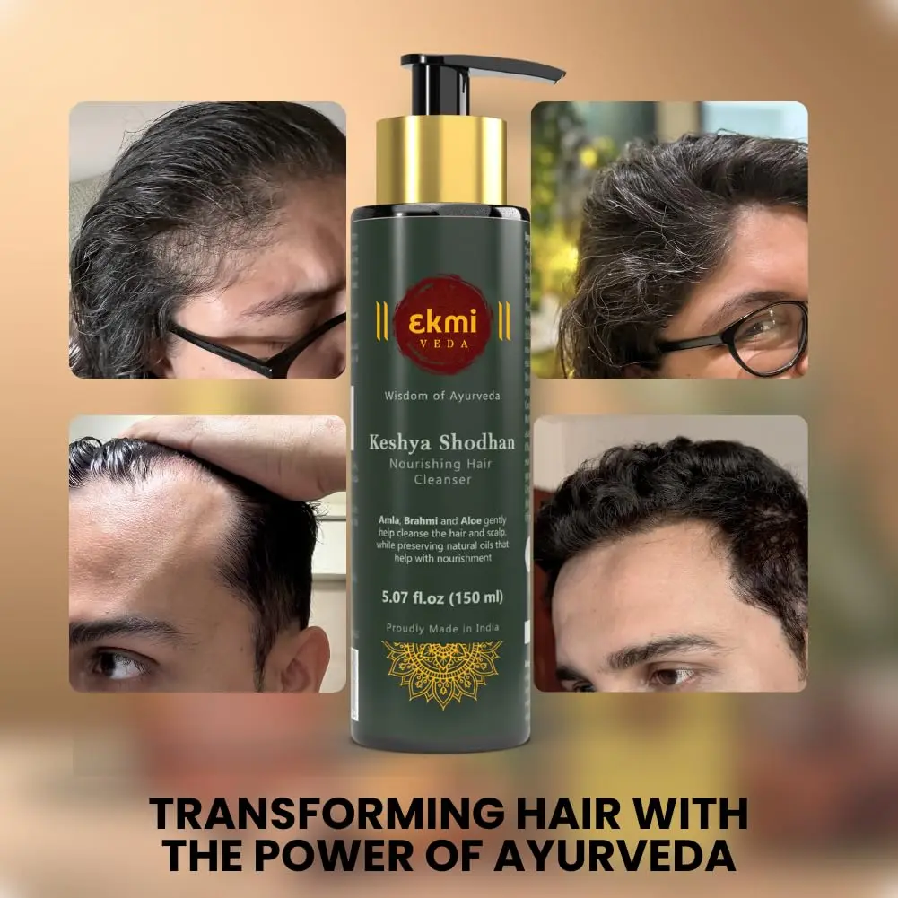 This is an Ayurvedic hair growth shampoo with rosemary, reetha, shikakai, bhringraj, and amla to control hair loss and thicken hair.