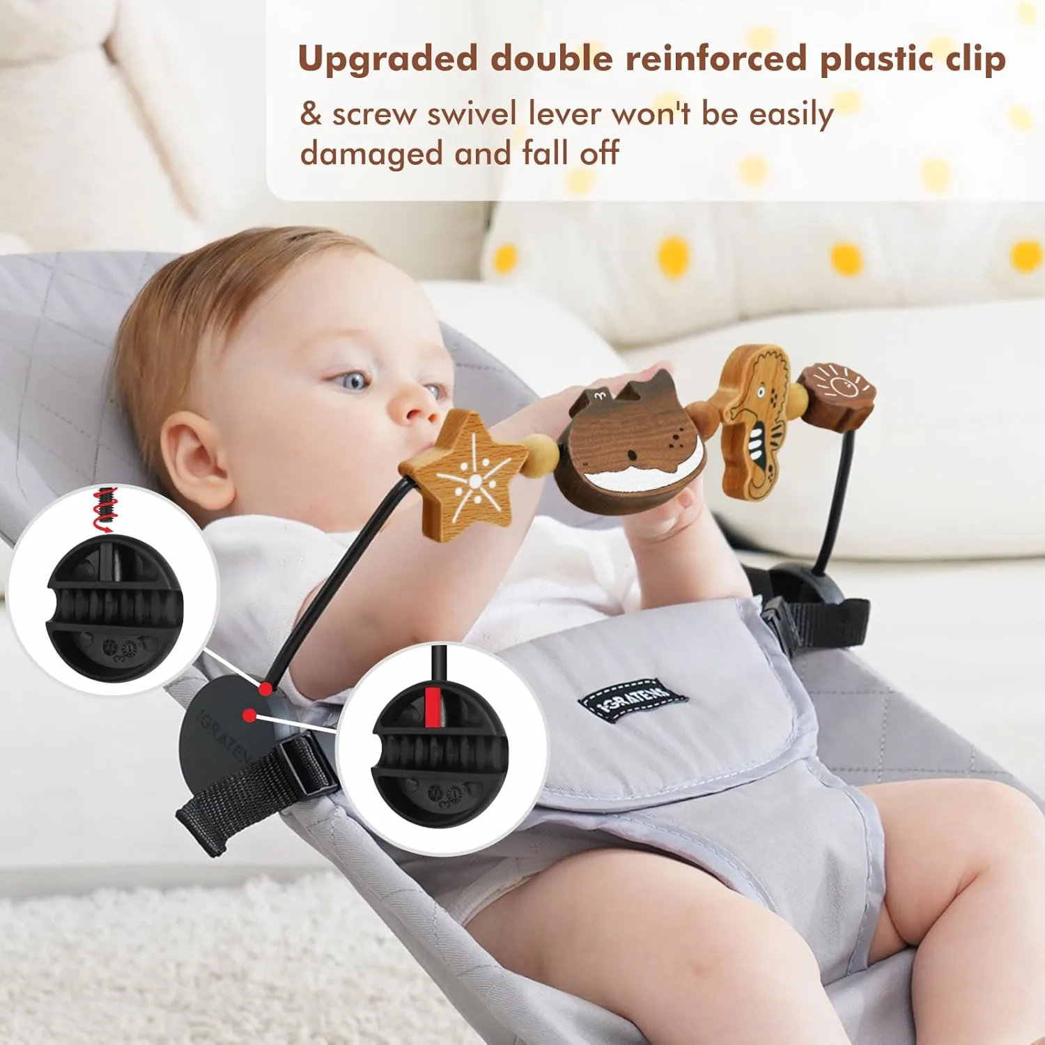 Baby Bouncer Toy Bar Wooden - Fits BabyBjorn Bouncer - Image 3