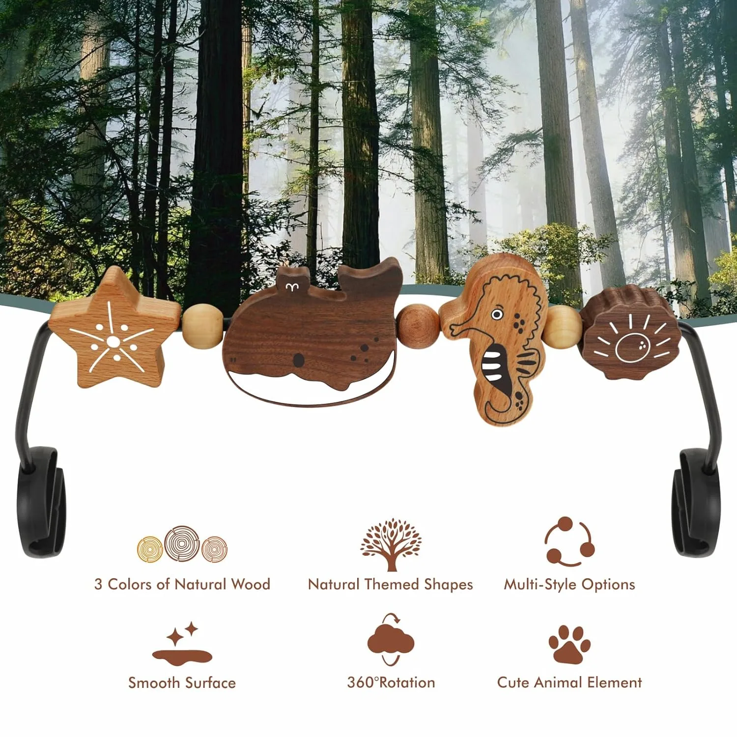 Baby Bouncer Toy Bar Wooden - Fits BabyBjorn Bouncer - Image 5