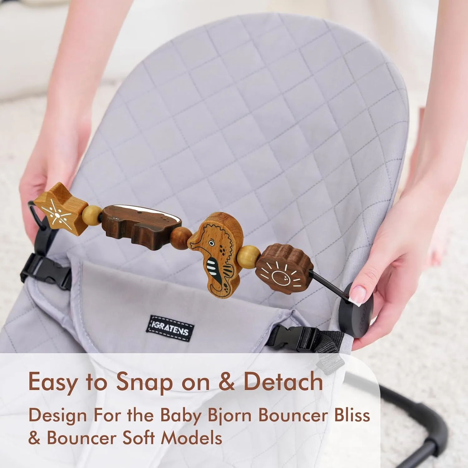 Baby Bouncer Toy Bar Wooden - Fits BabyBjorn Bouncer - Image 6