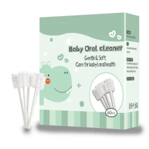 A baby tongue cleaner made of soft, medical-grade cotton gauze effectively removes milk stains and keeps the newborn's mouth clean.