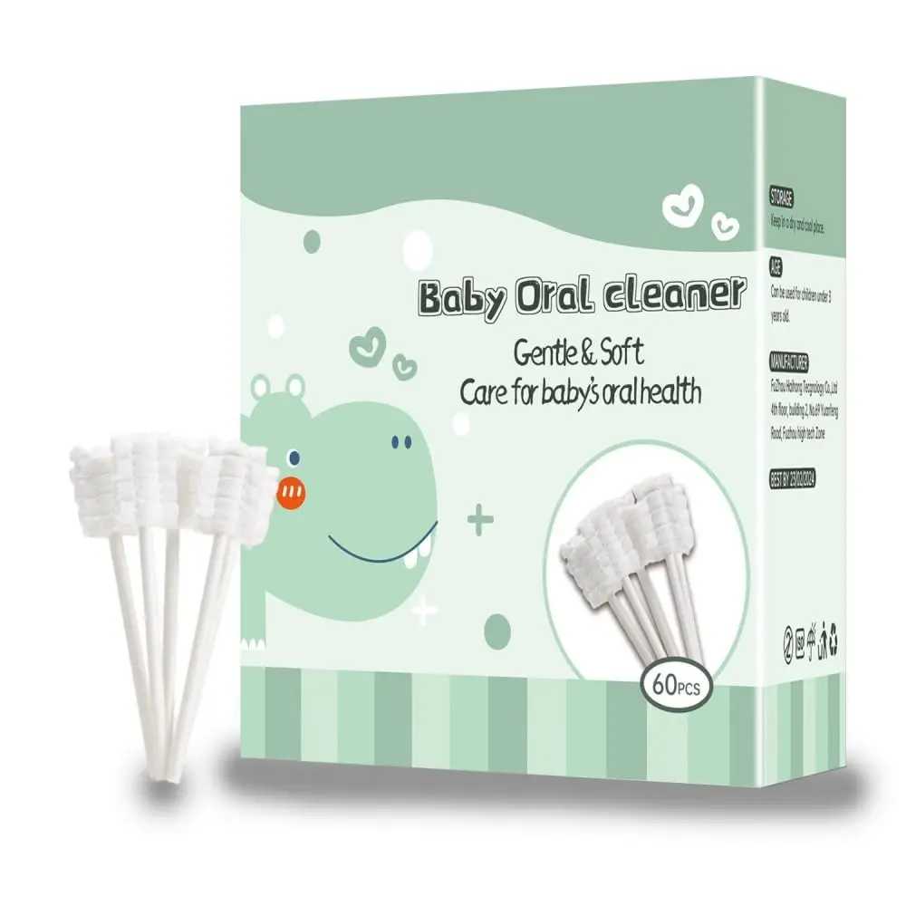 A baby tongue cleaner made of soft, medical-grade cotton gauze effectively removes milk stains and keeps the newborn's mouth clean.