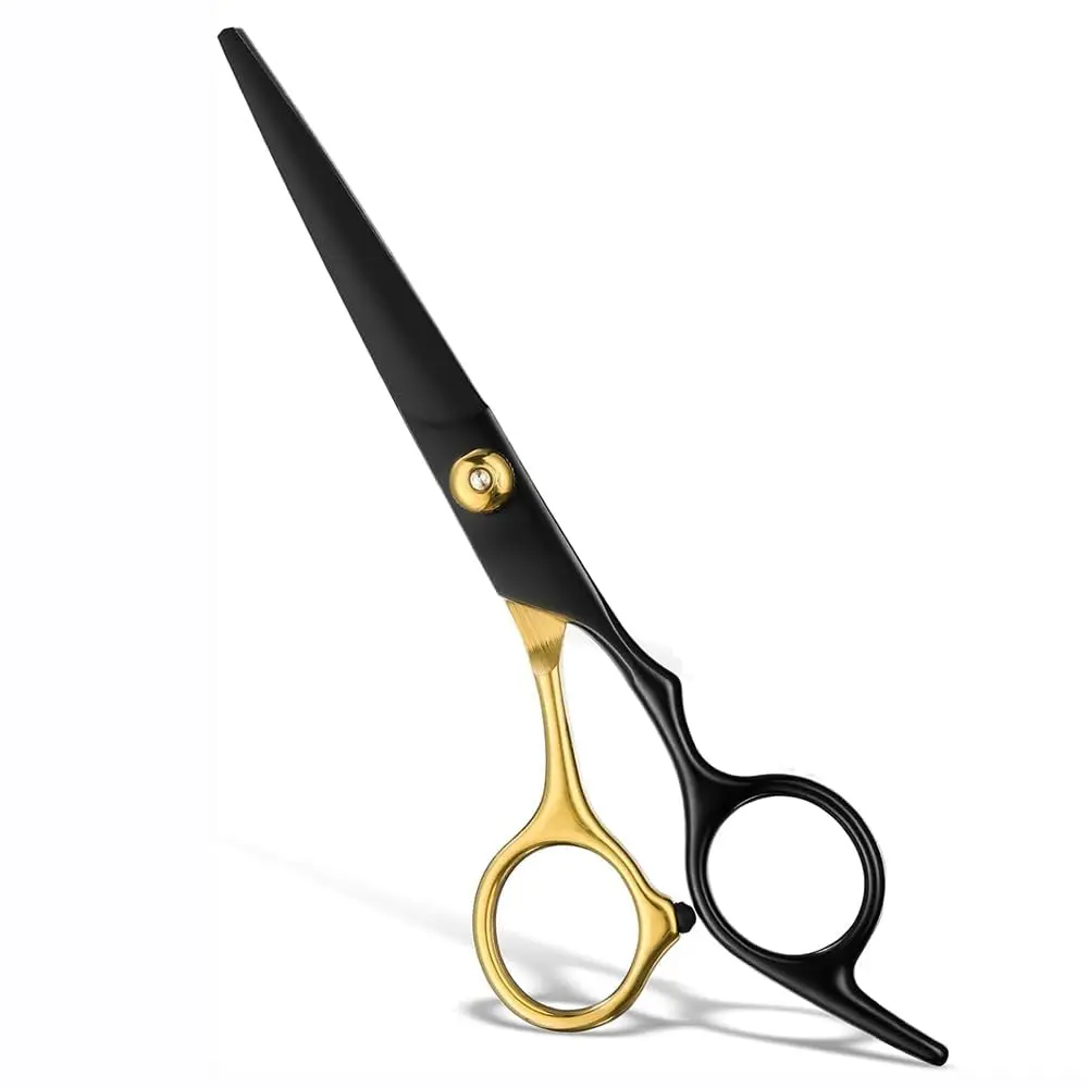 A pair of professional barber shears for hair cutting and thinning, suitable for both men and women.