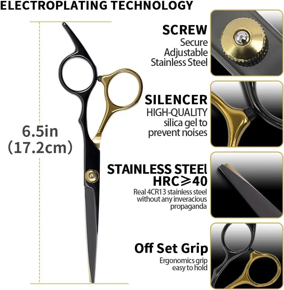 A pair of professional barber shears for hair cutting and thinning, suitable for both men and women.