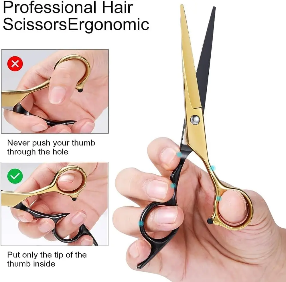 A pair of professional barber shears for hair cutting and thinning, suitable for both men and women.