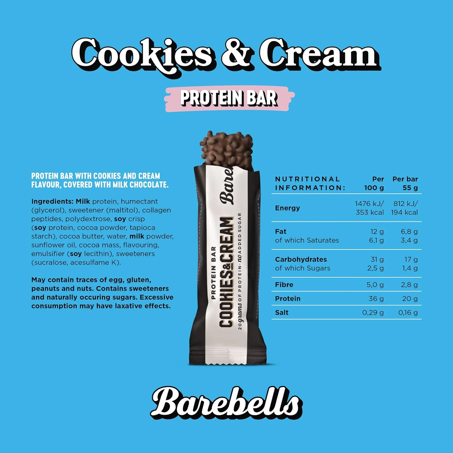 Barebells Cookies & Cream Protein Bar - 20g Protein - Image 5