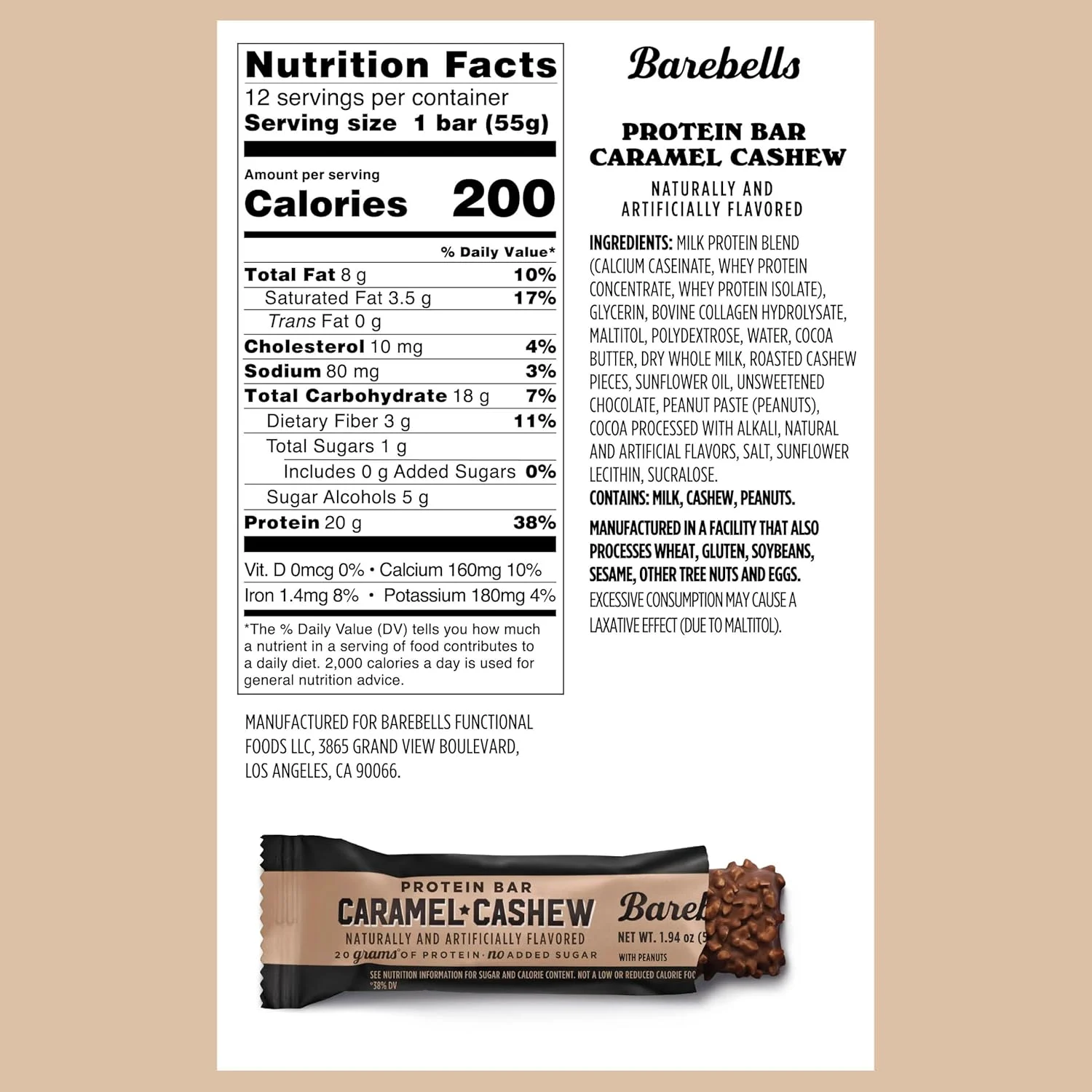 Barebells Protein Bars Caramel Cashew - 20g Protein - Image 2