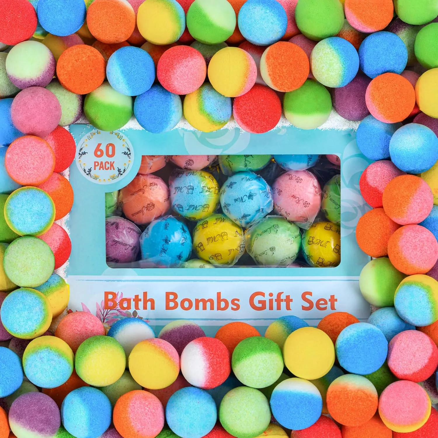 60 Bath Bombs Set Christmas Gifts for Women Kids