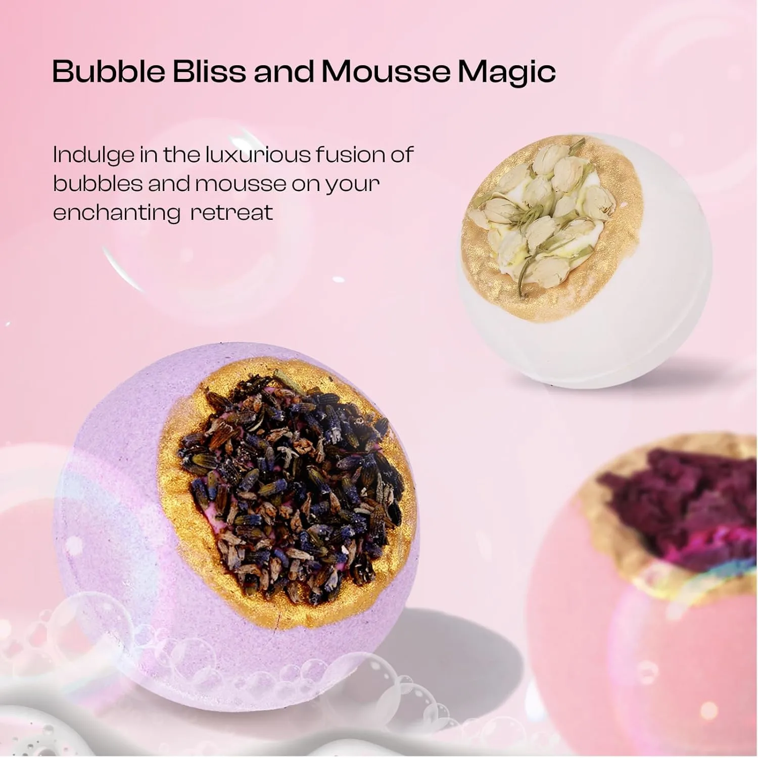 Bath Bombs Gift Set - Luxury Real Flower Fizzies - Image 4