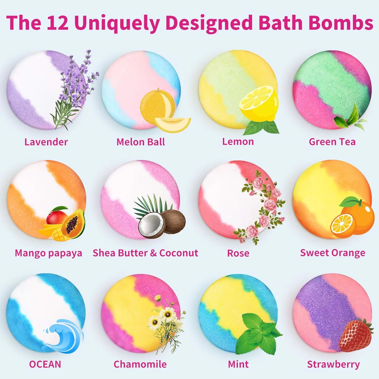Bath Bombs Gift Set 12 Pcs Natural Spa - Image 2