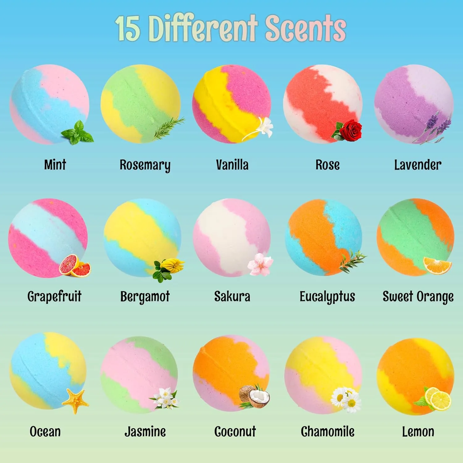 Bath Bombs for Kids with Glow Surprise Toys 15 Pack - Image 2