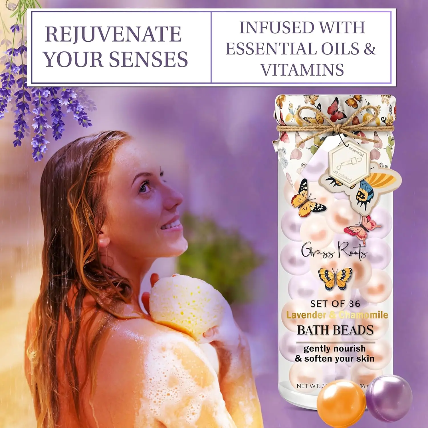 Bath Oil Beads Lavender Chamomile - 36 Count - Image 4