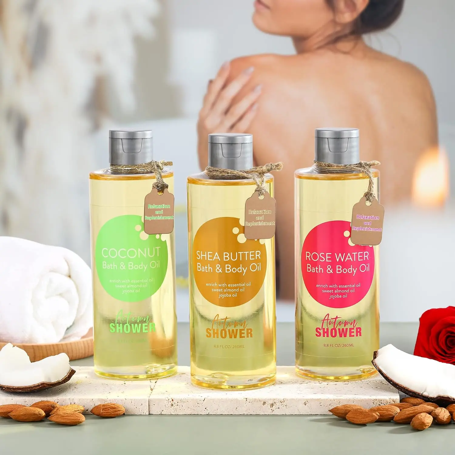 Bath Oil Set - Shea, Rose & Coconut - Gifts for Women - Image 3