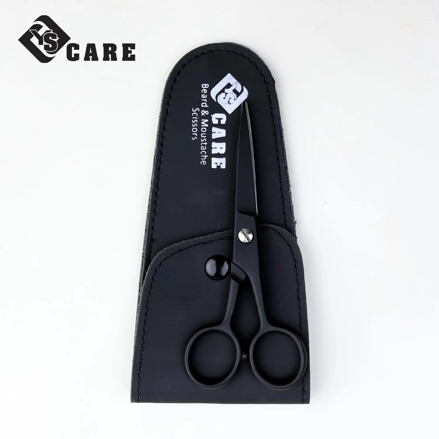 Stainless steel beard and moustache grooming scissors for men, ideal for precise hair cutting, hairdressing, and nose hair trimming.