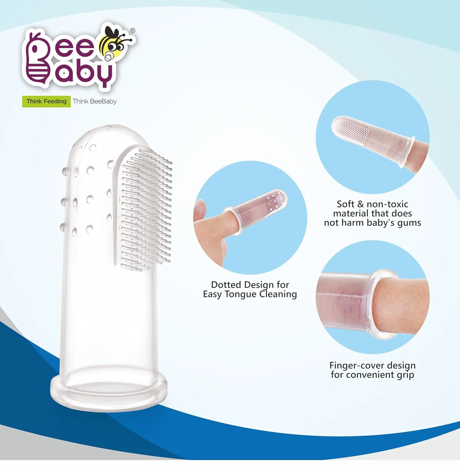 Beebaby Finger Brush - Silicone, BPA-Free, Green - Image 4