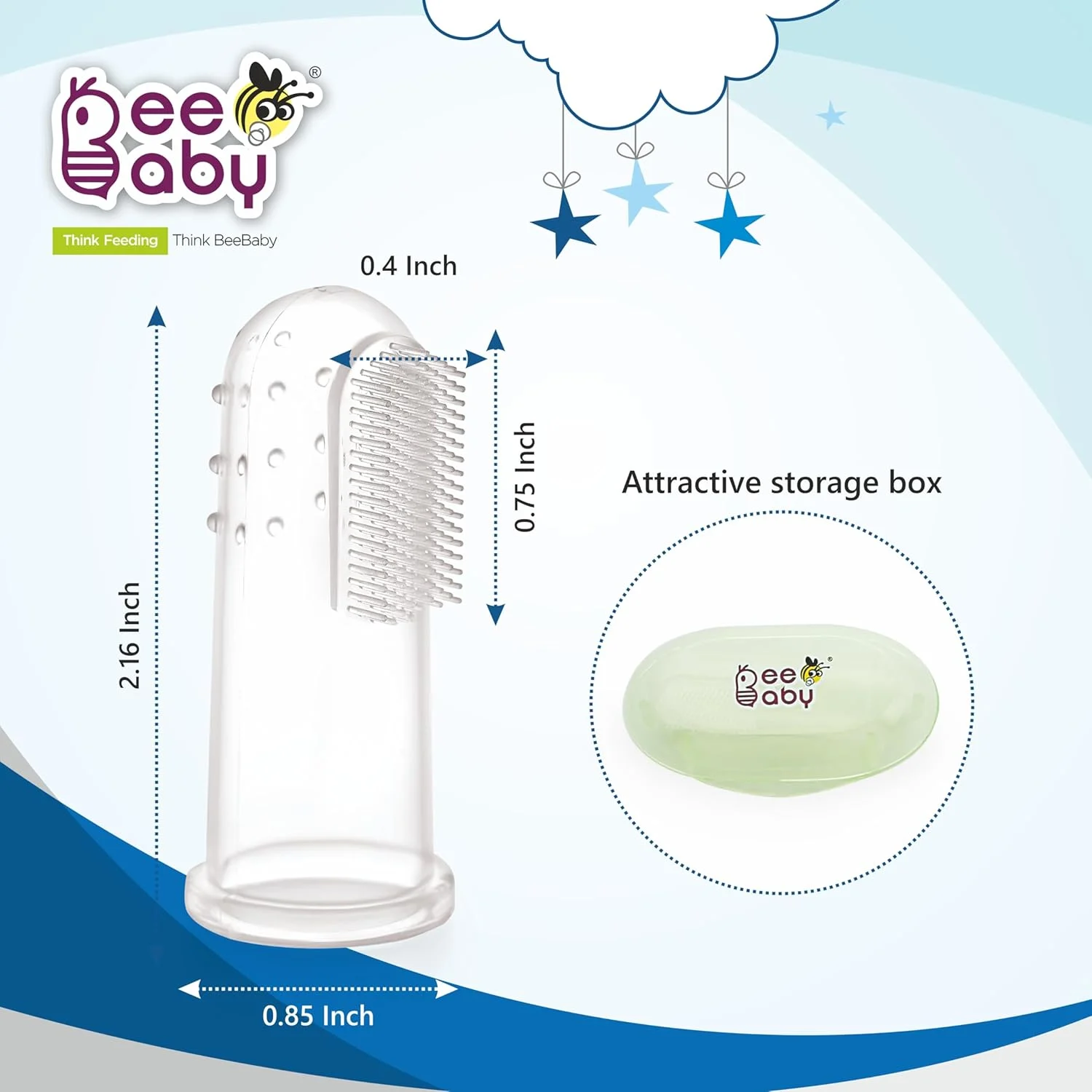 Beebaby Finger Brush - Silicone, BPA-Free, Green - Image 6