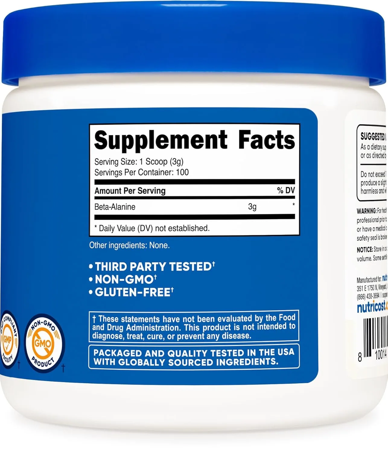 Nutricost Beta Alanine Powder - 300 Grams, 3g Per Serving - Image 5