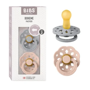 Bibs Boheme Natural Rubber Pacifier - Cloud/Blush 2-Pack