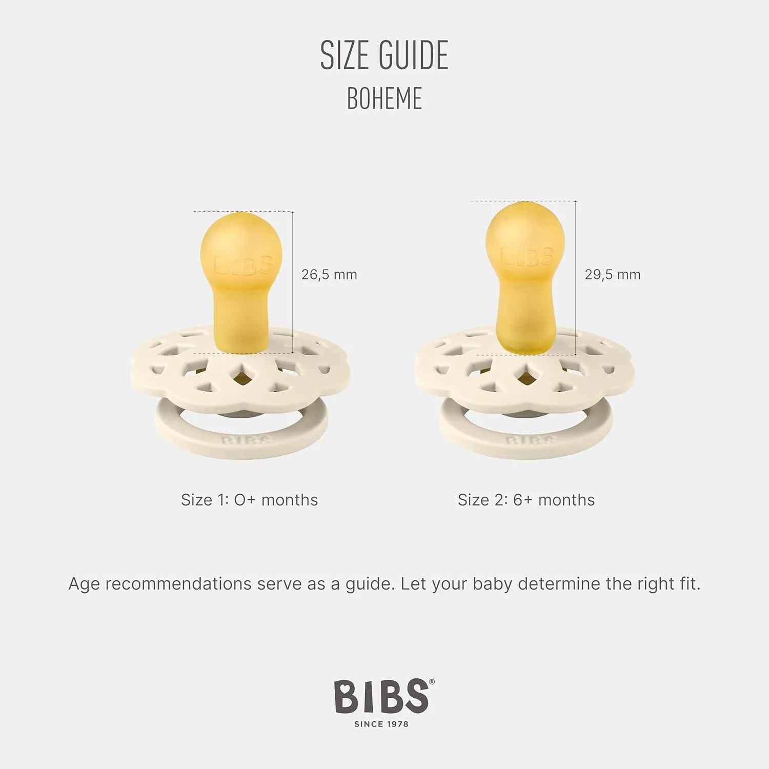 Bibs Boheme Natural Rubber Pacifier 2-Pack - Ivory/Sage - Image 2