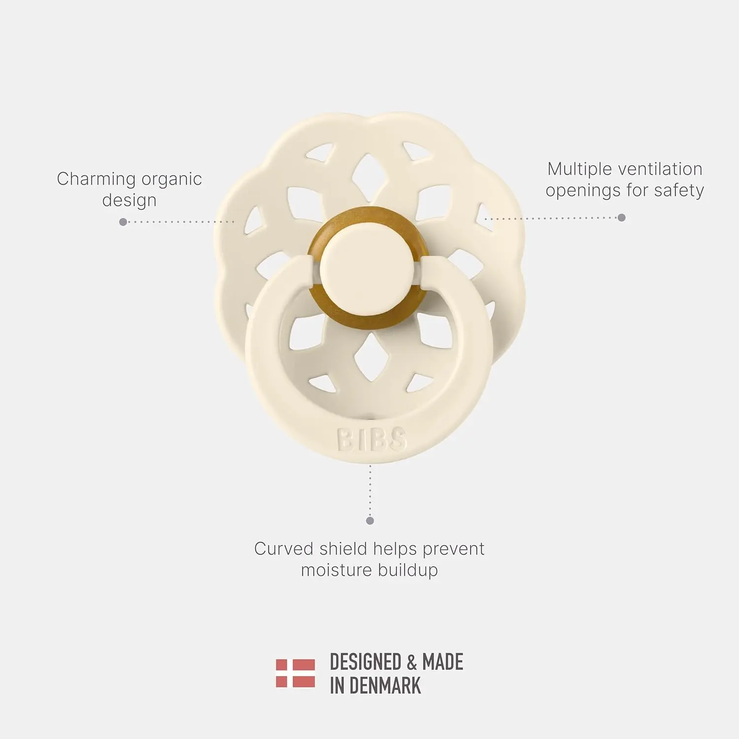 Bibs Boheme Natural Rubber Pacifier - Cloud/Blush 2-Pack - Image 4