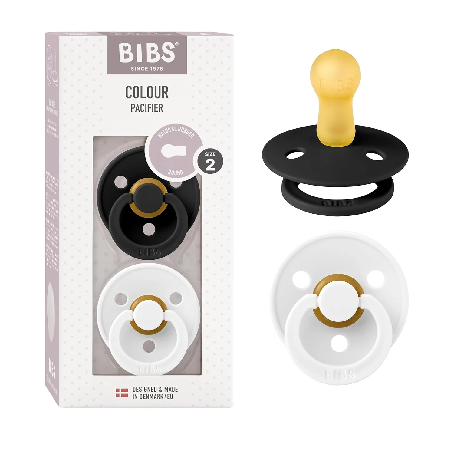 BIBS Colour Pacifier - BPA Free Soother, Black/White
