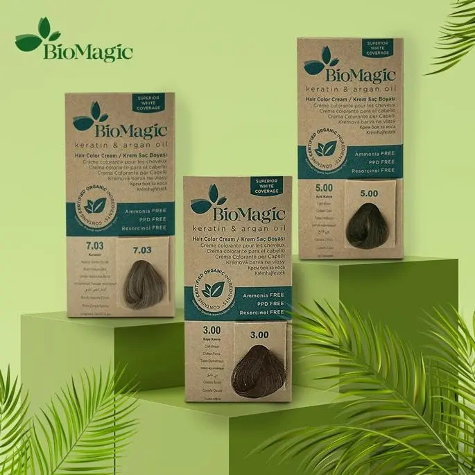 Biomagic Mocha hair color offers gentle and effective hair coloring with hygienic packaging, refer to the box for usage.
