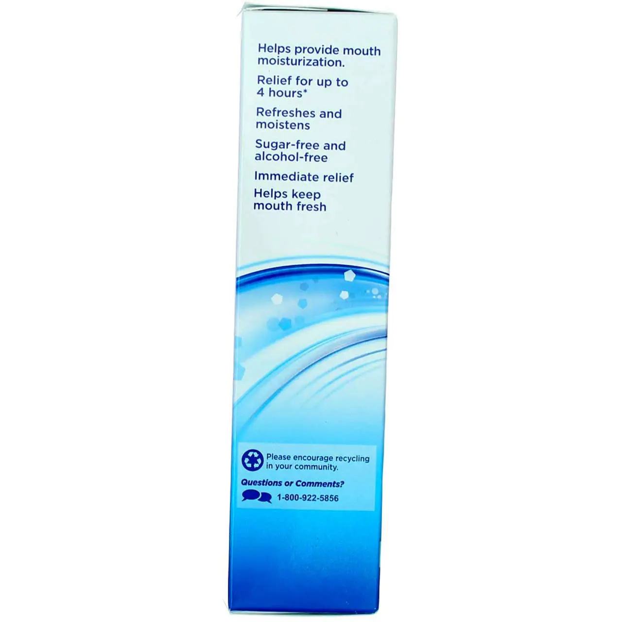 Two bottles of Biotene moisturizing mouth spray with gentle mint flavor for dry mouth relief and fresh breath.