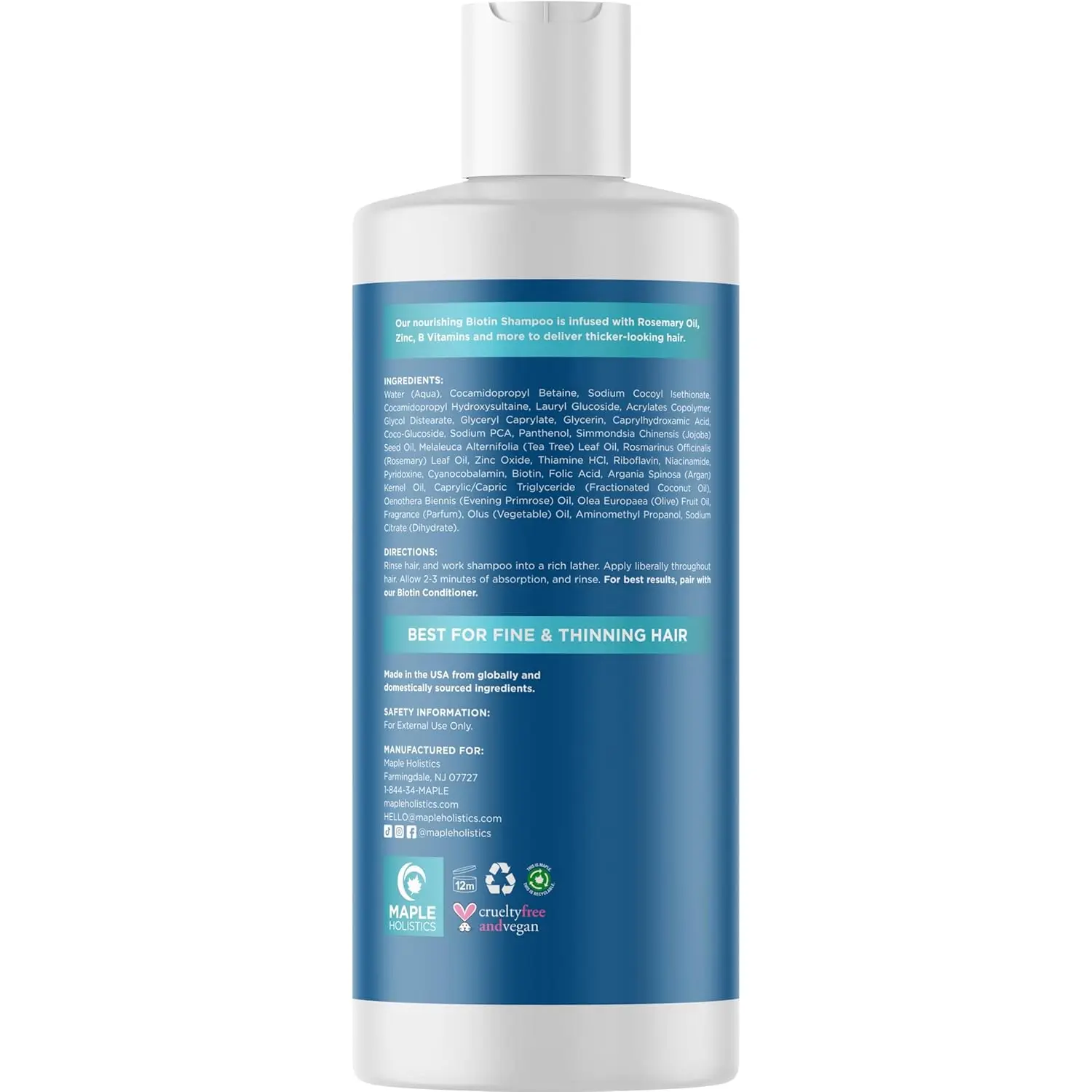 This biotin shampoo with rosemary and argan oil promotes hair growth and reduces hair loss for thicker, fuller hair.