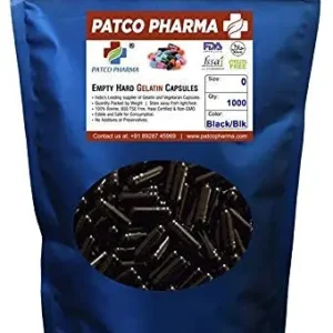 A pack of one thousand size 0 black empty gelatin capsules, perfect for filling with up to 650mg of your own powders.