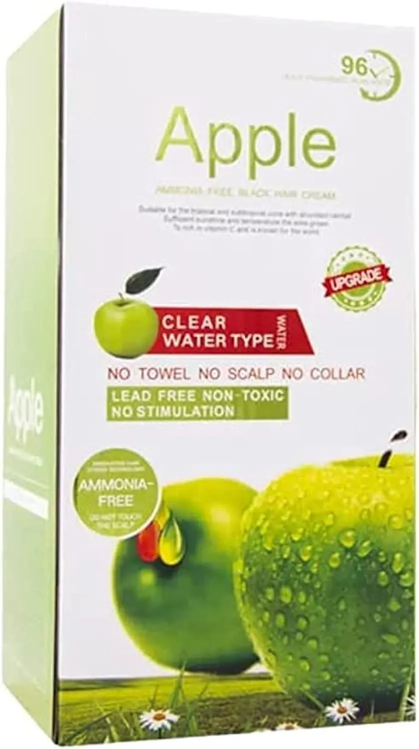 This ammonia-free apple black hair cream with natural herbal extracts provides full gray hair coverage, leaving hair soft, glossy, and naturally black for men and women.